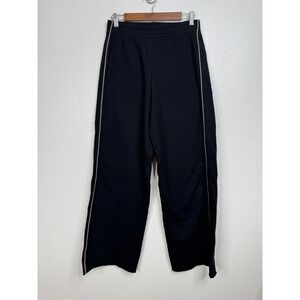 Tan Lines Black Wide Leg Sweatpants with Tan Stripe Size Medium